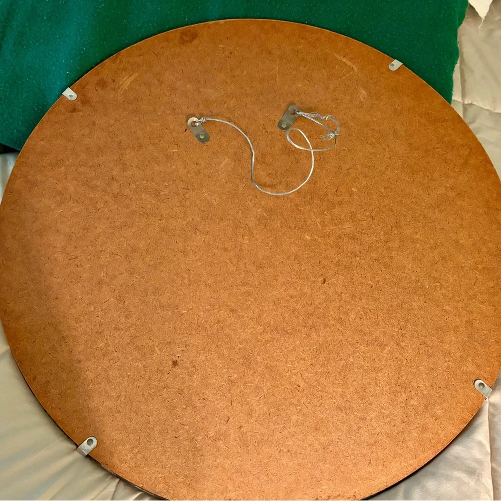 Beautiful vintage, etched  mirror 19.5” diameter